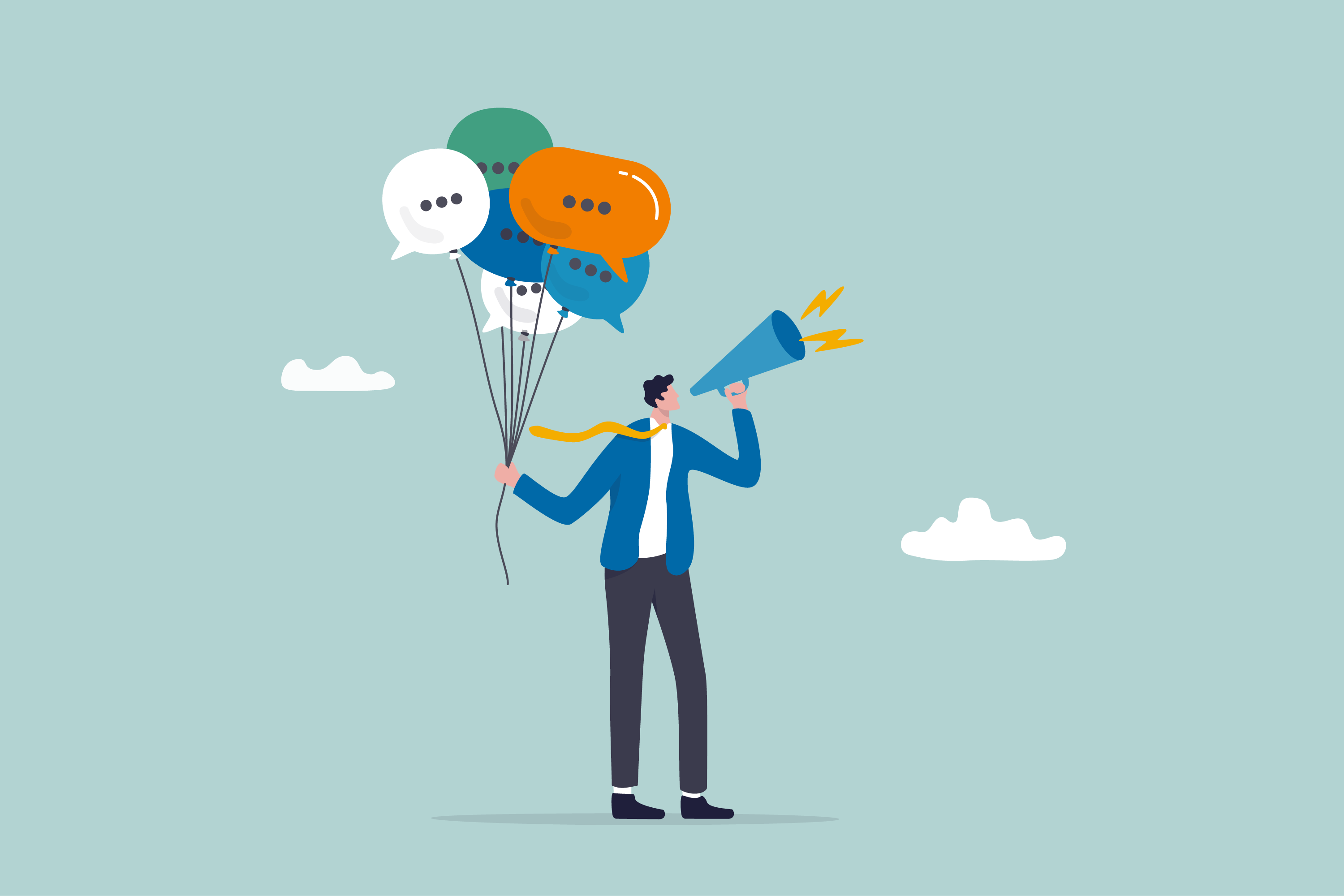 Illustration of person talking into megaphone