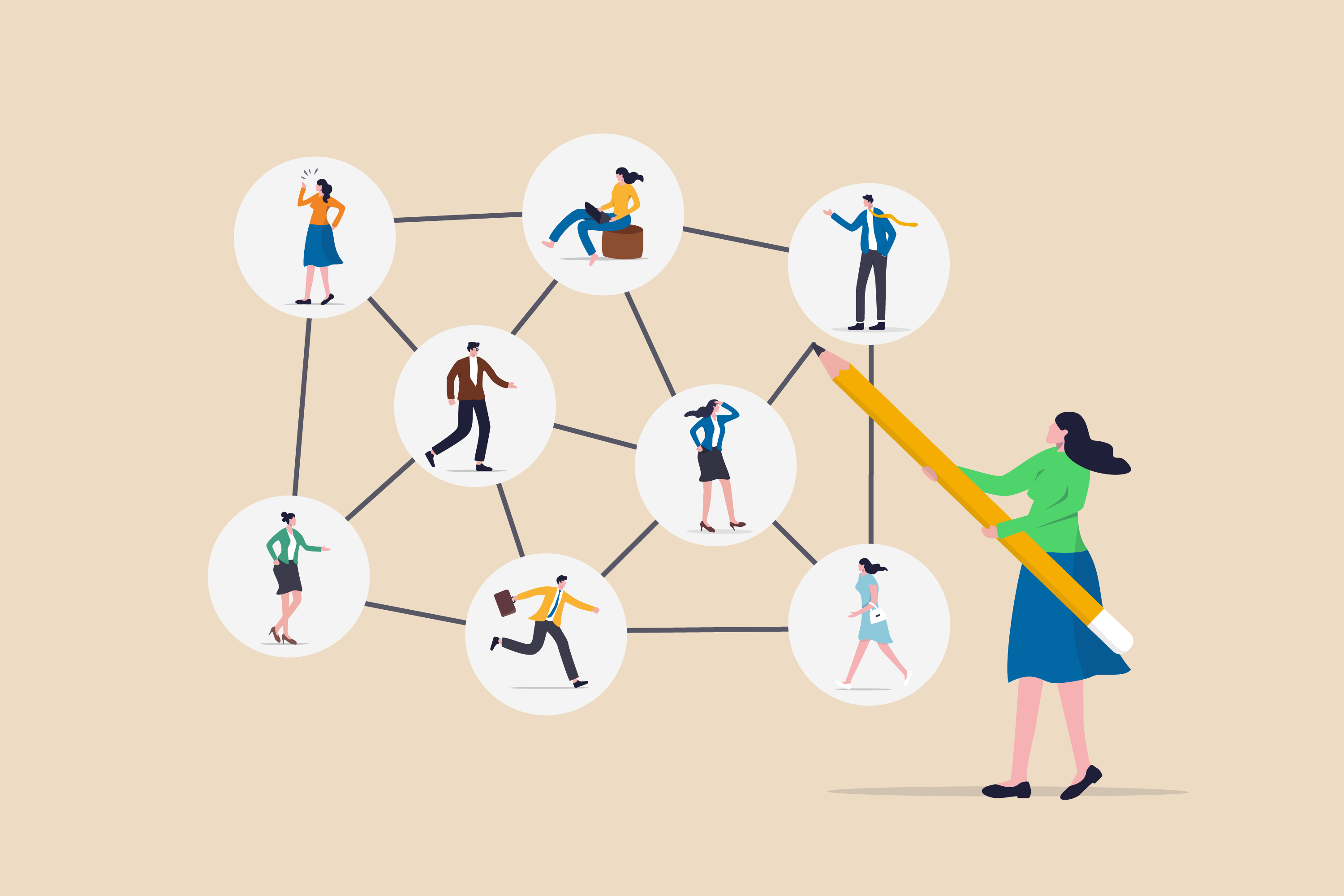 Illustration of people connected